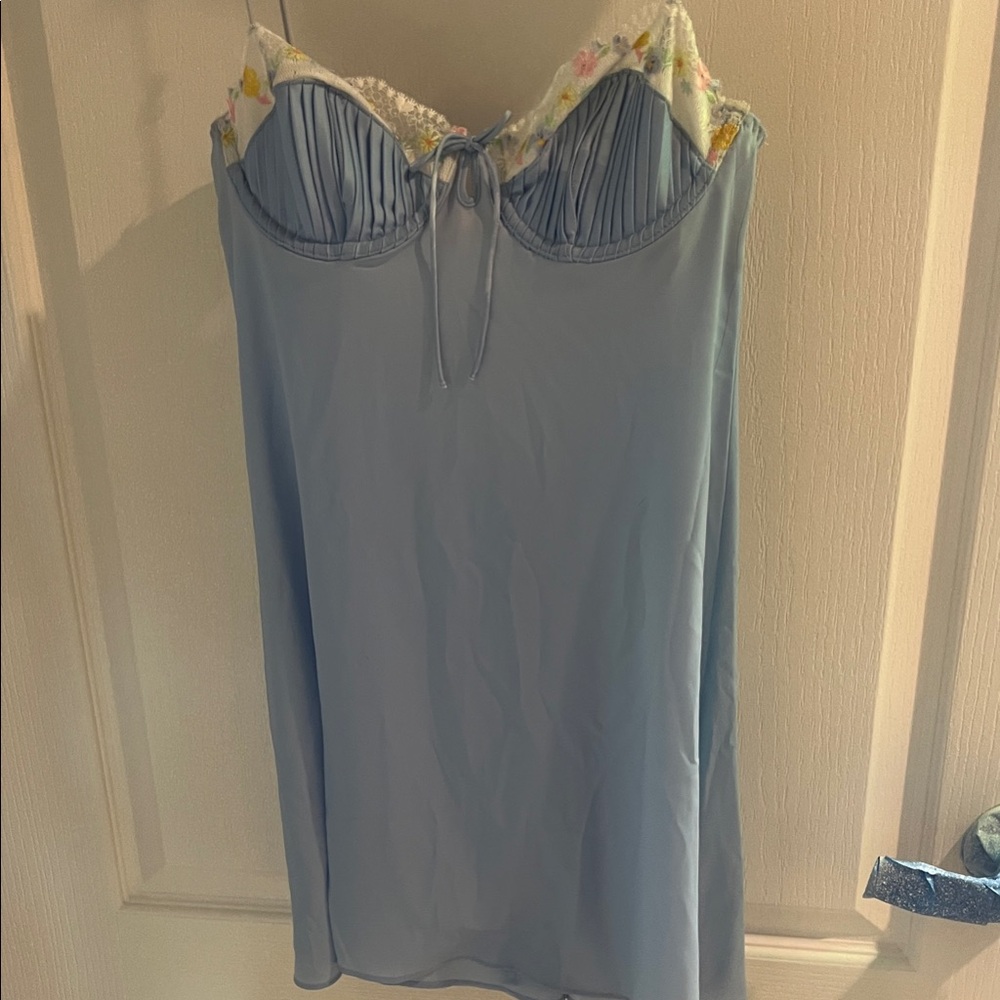 For Love And Lemons Light Blue Floral Chemise